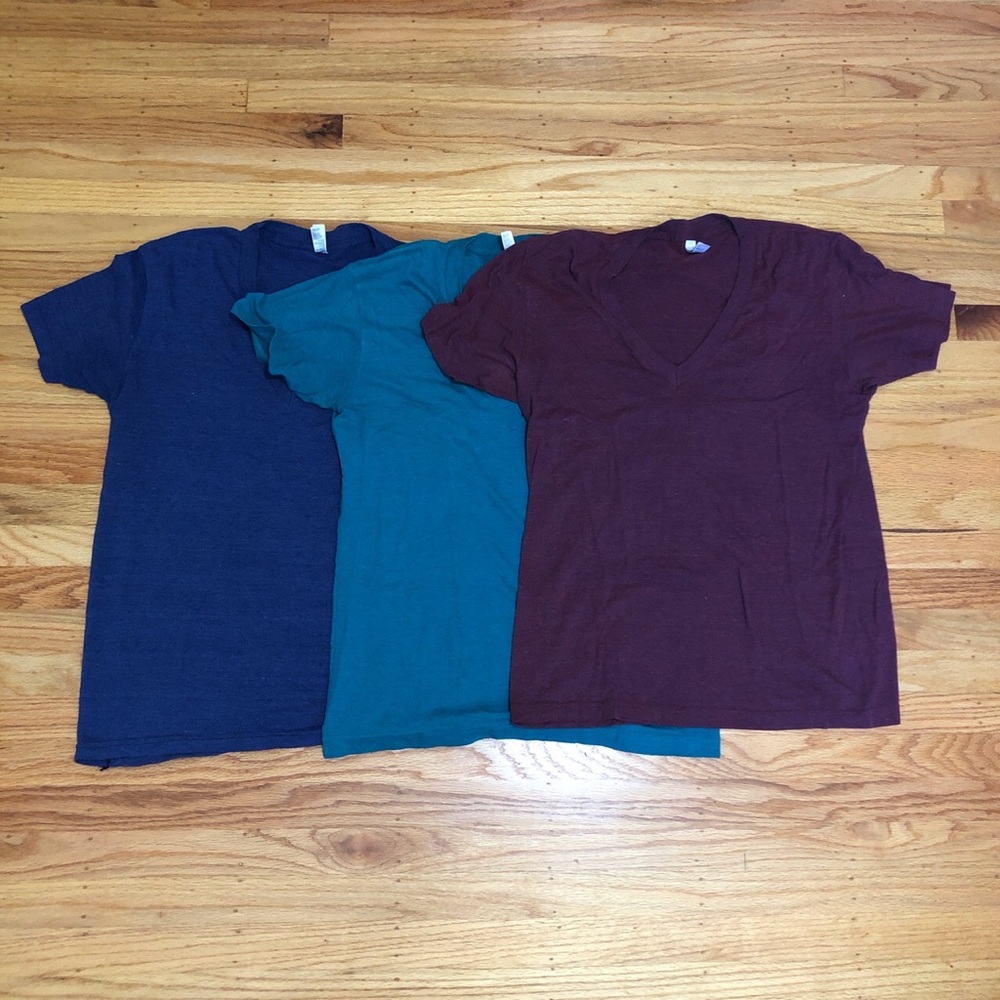 Lot of three “vintage” American apparel track v necks